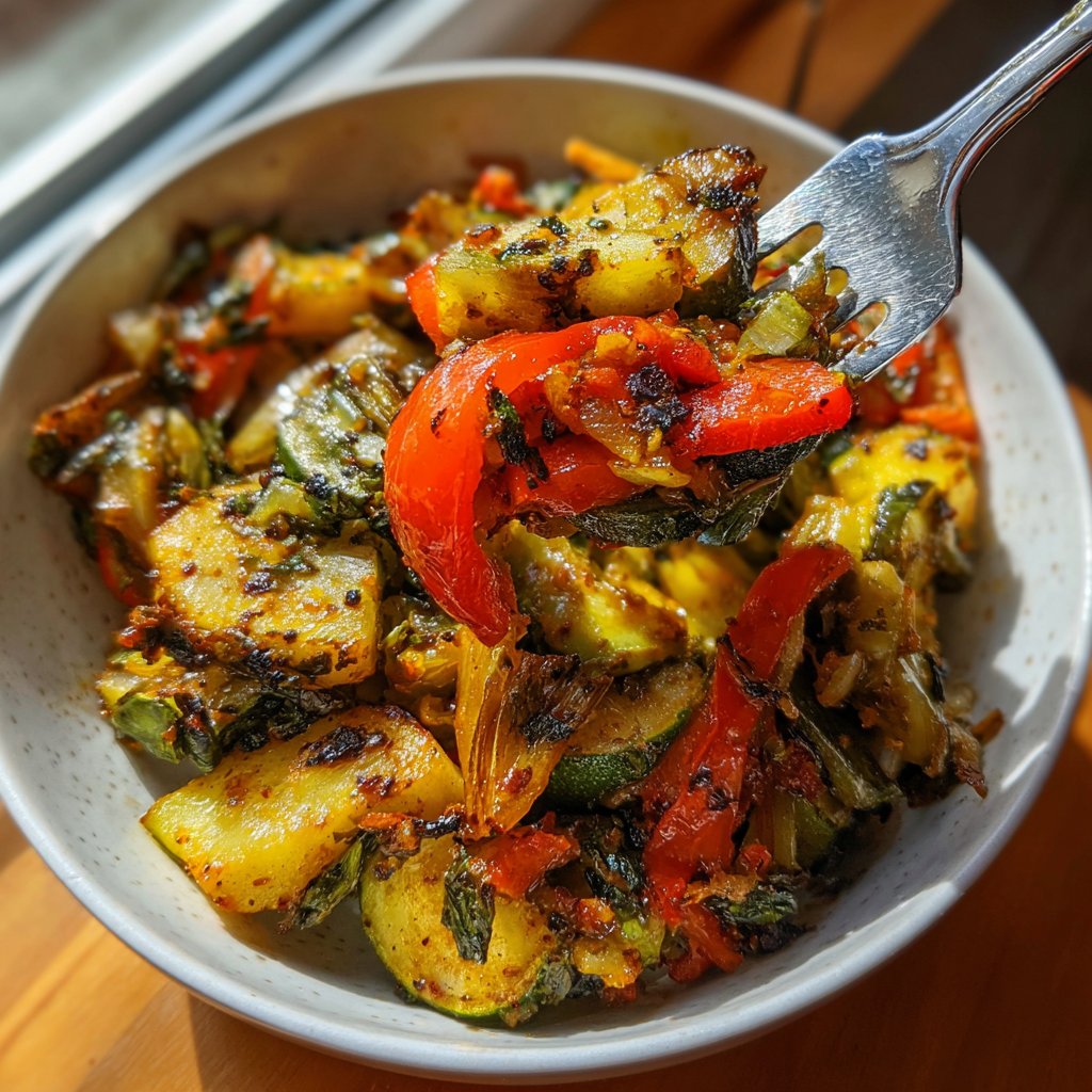 Gemüsepfanne mit Knoblauch