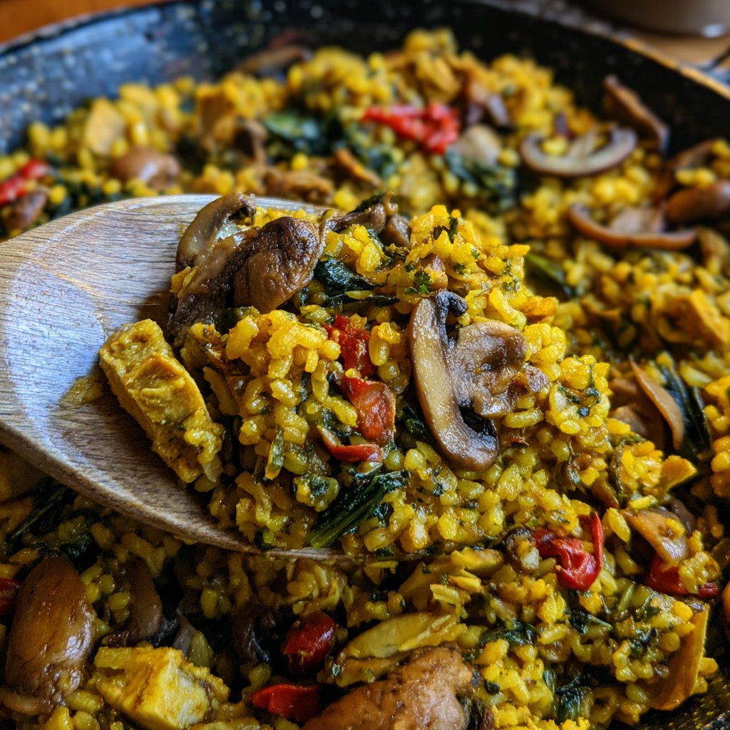 Paella mit Pilzen