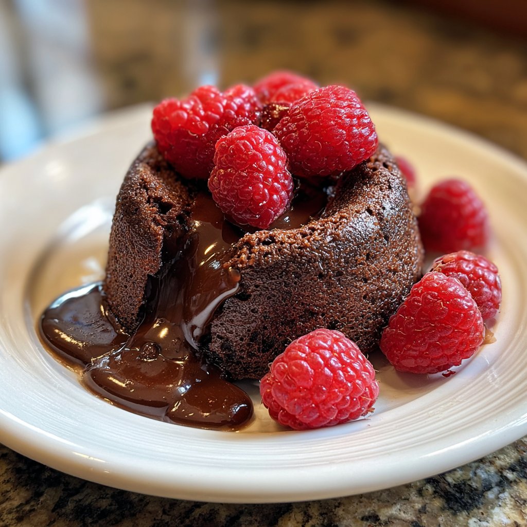 Lava Cake mit Himbeeren