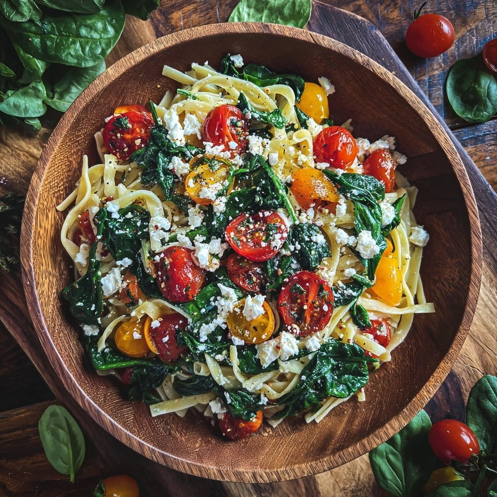 Mediterraner Nudelsalat Mit Spinat