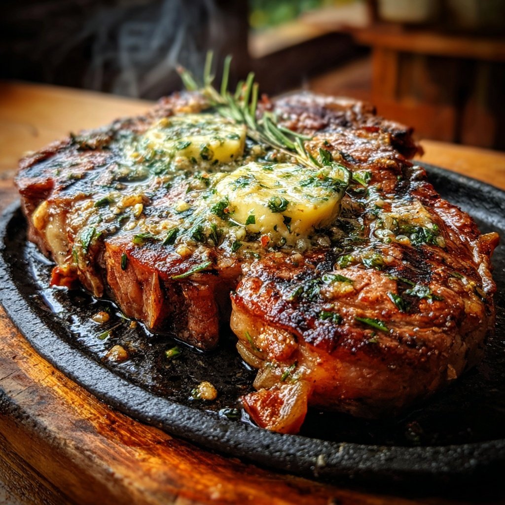 Gegrilltes Rumpsteak Mit Knoblauchbutter