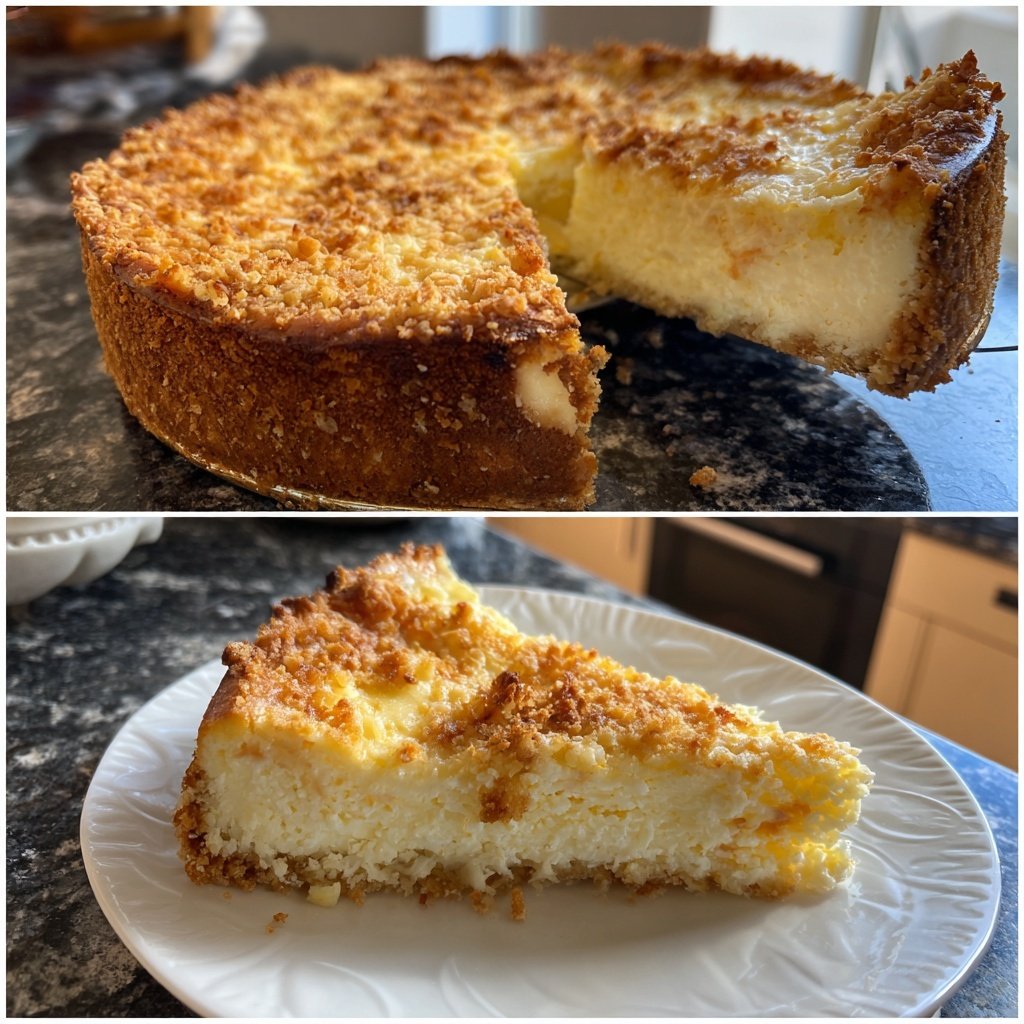 Käsekuchen mit Mandelboden