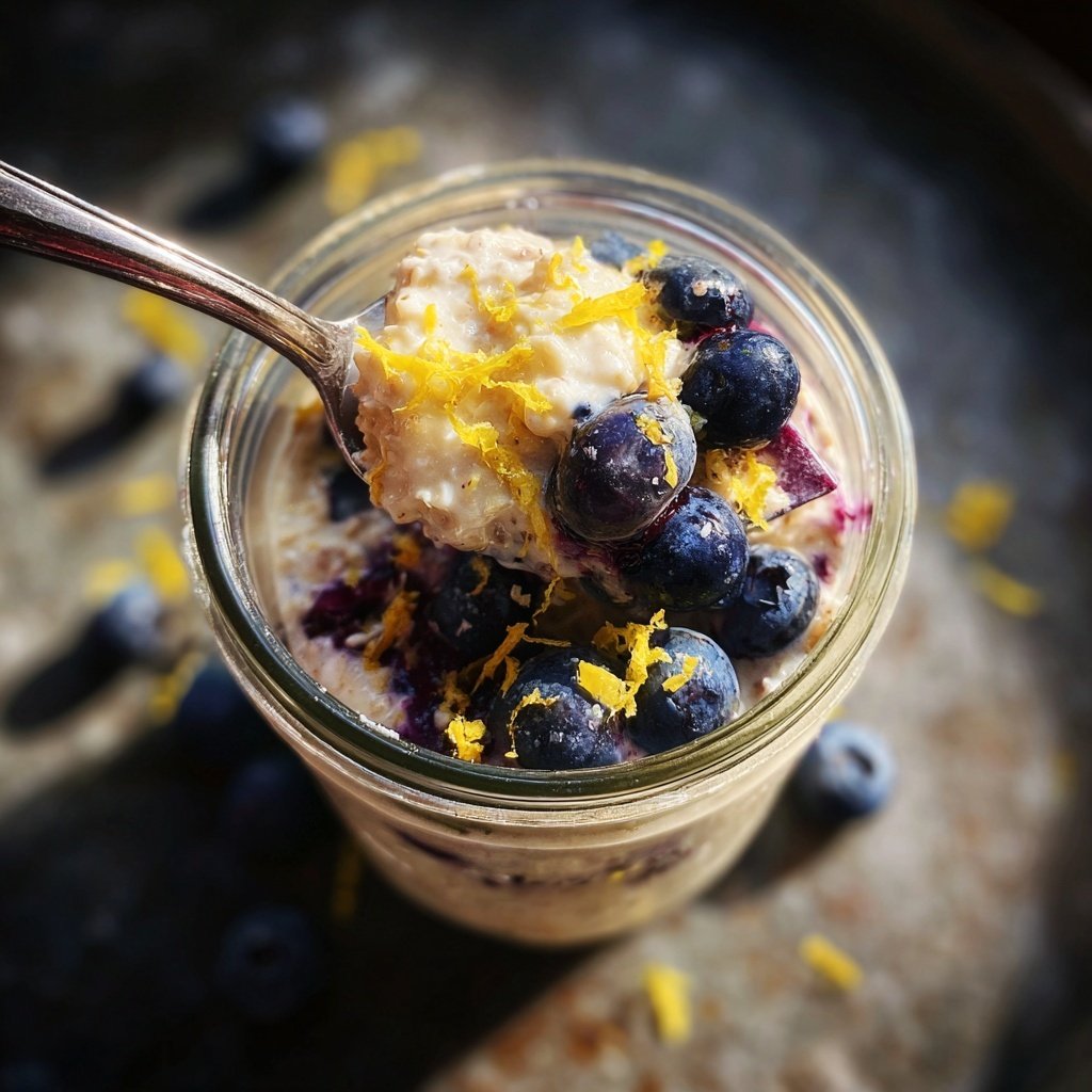 Blaubeer-Zitronen Overnight Oatmeal
