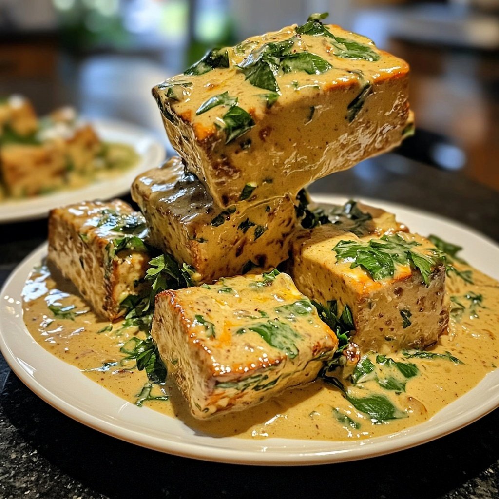 Veganer Sahne-Wirsing mit würzigem Tofu