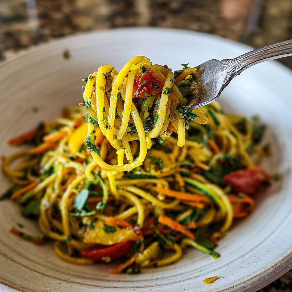 Mittagessen mit Nudeln und Gemüse